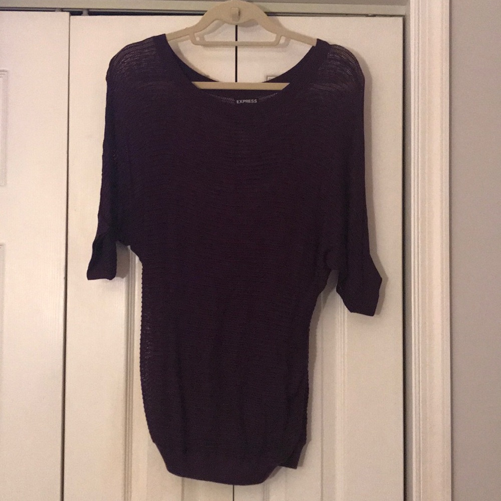 Purple sheer sweater with tight bottom